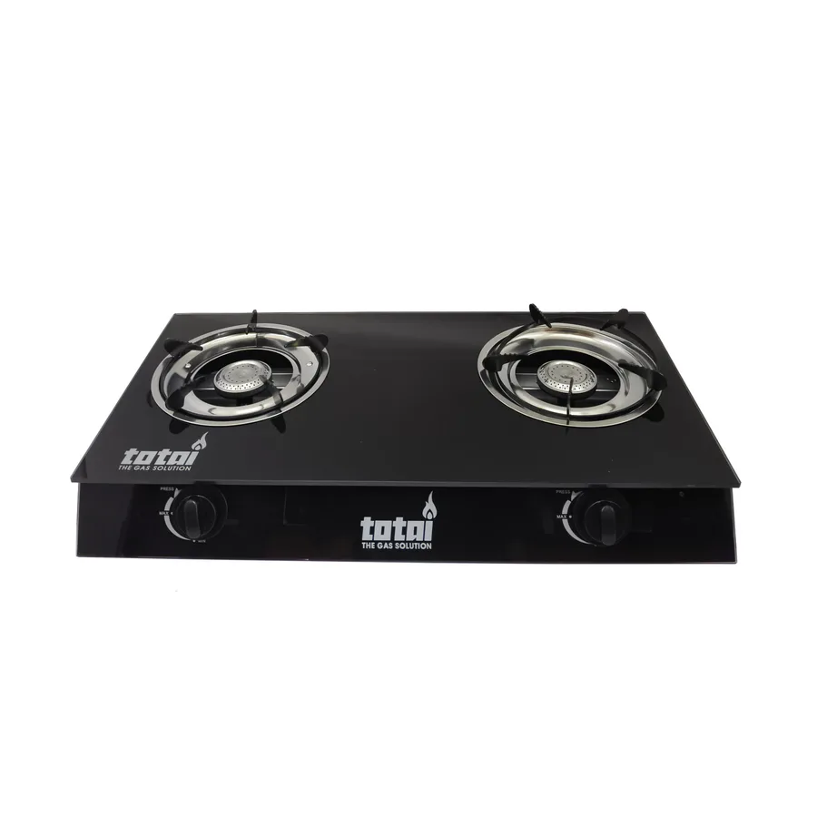 Totai 26/013a 2 Burner Black Glass Tabletop Gas