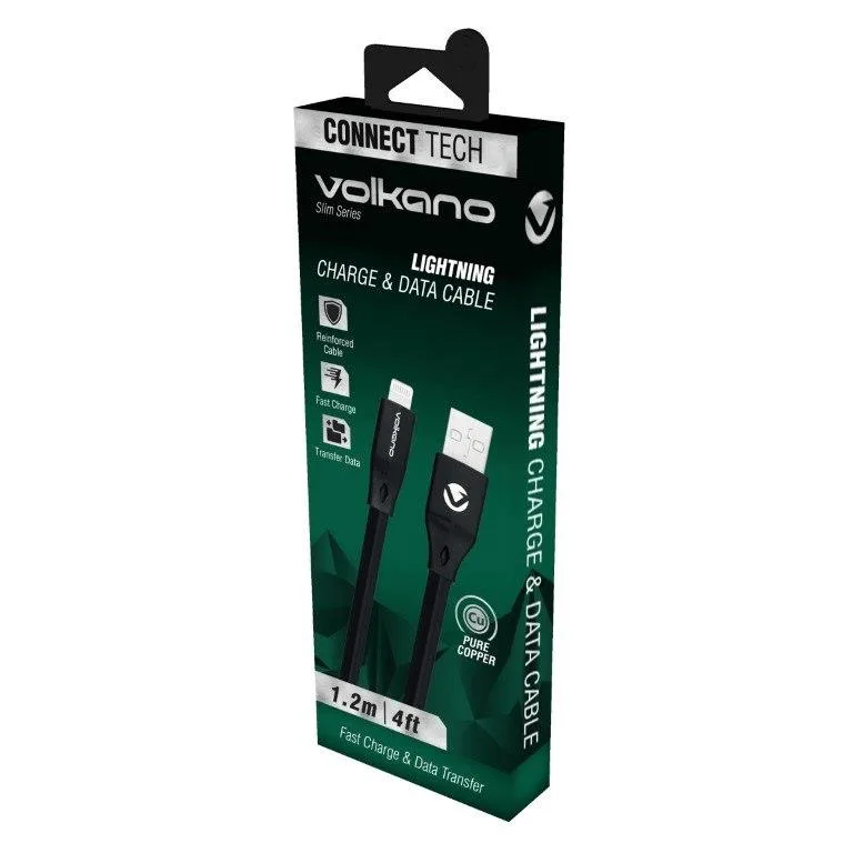 Volkano Vk-20084-Bk Slim Series Lighting Cable 1.2