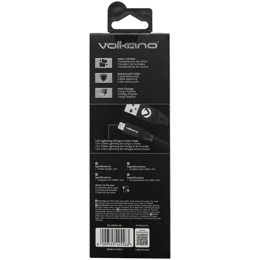 Volkano Vk-20084-Bk Slim Series Lighting Cable 1.2 view 6