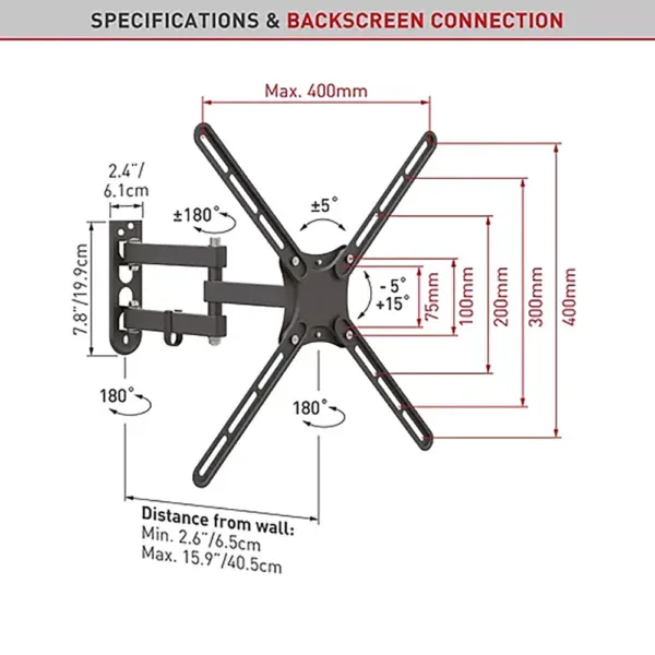 Barkan E3433 13"-65" Full Motion Bracket view 2