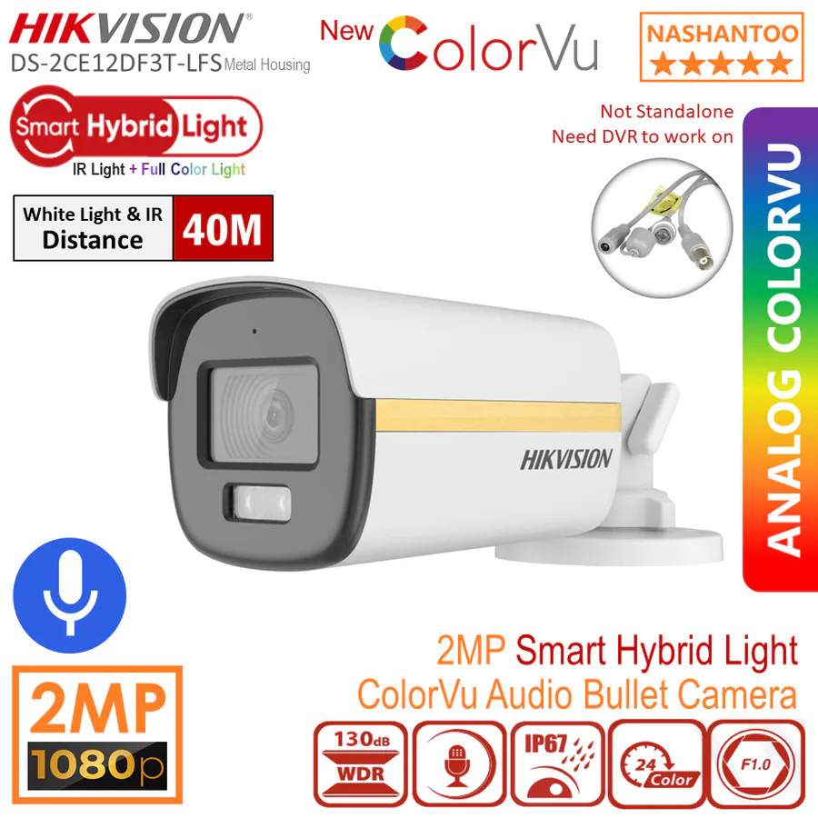 Hikvision 2mp Audio + Light Colorvu Camera view 3