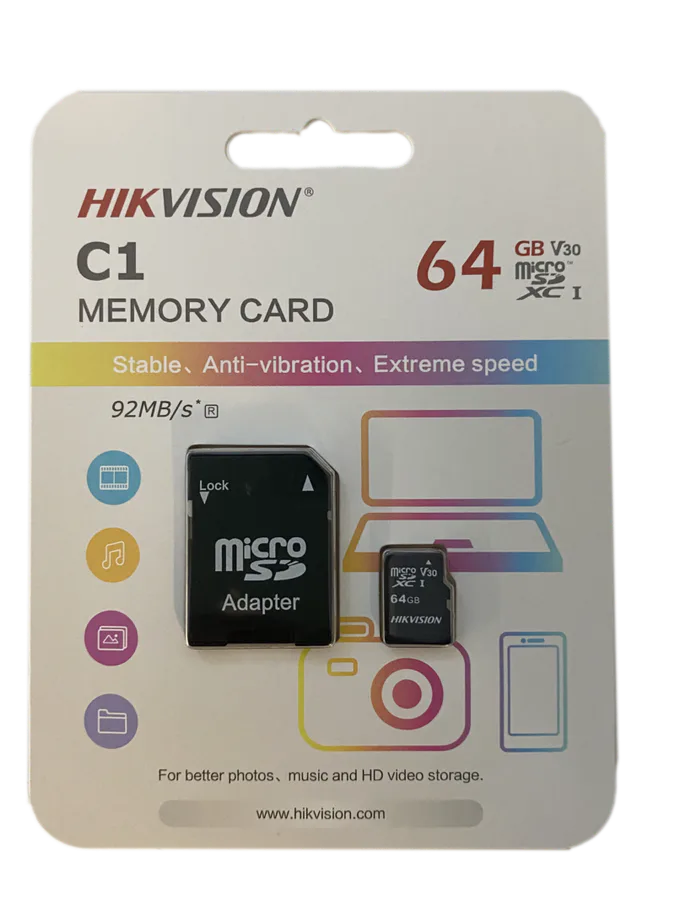 Hikvision 64gb Micro Sd + Adapter