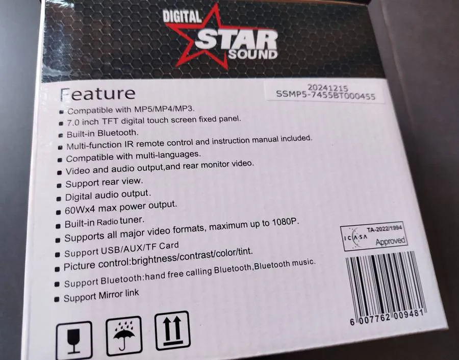 Starsound Ssmp5-7455bt 7" Deckless Radio