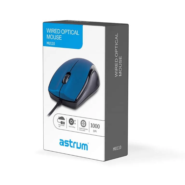 Astrum Mu110 Mouse USB Optical Bk/Bl view 5