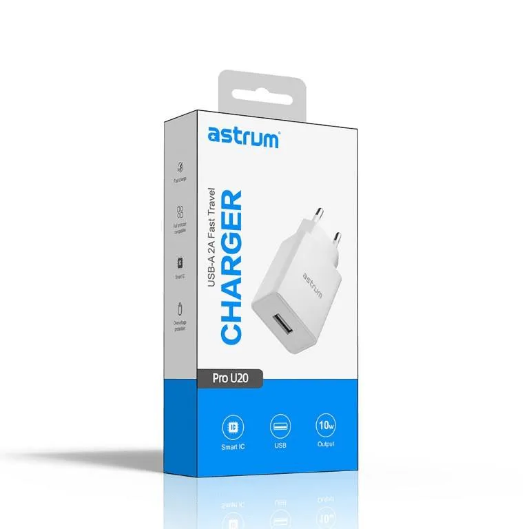 Astrum Wall Charger Pro U20 USB 10w Black view 2