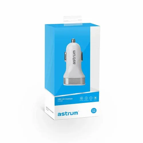 Astrum Cc340 Car Charger 4.8amp 2 USB Blue