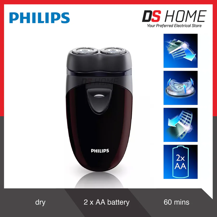 Philips Pq206/18 Electric Shaver Black/Maroon view 8