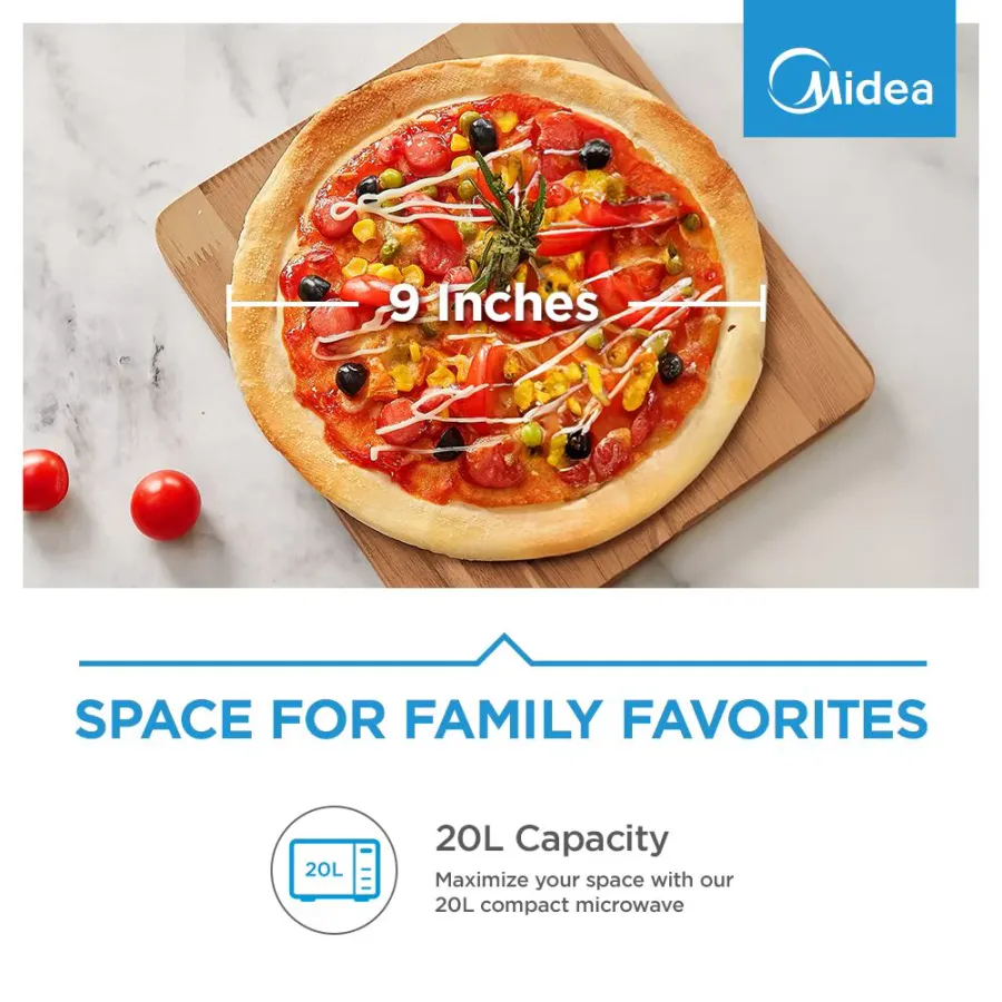 Midea Em20-Silver Mirror 20lt Digital Microwave