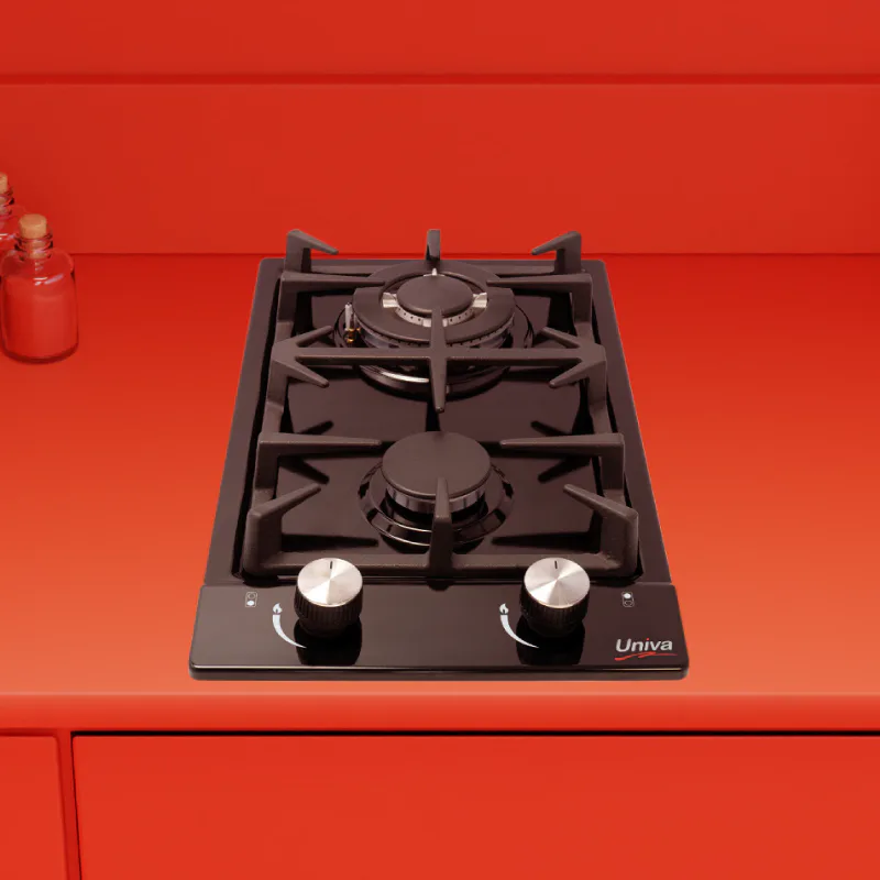 Univa Ugh02b 2 Burning Head Black Gas Hob view 2