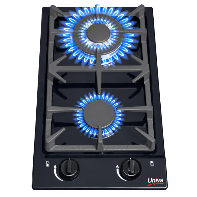 Univa Ugh02b 2 Burning Head Black Gas Hob view 7