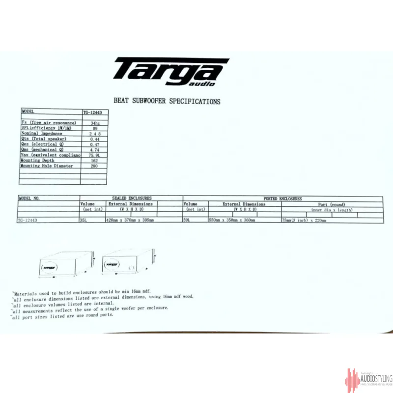 Targa Tg-1244dw 12" D4ohm 11000w Street view 8